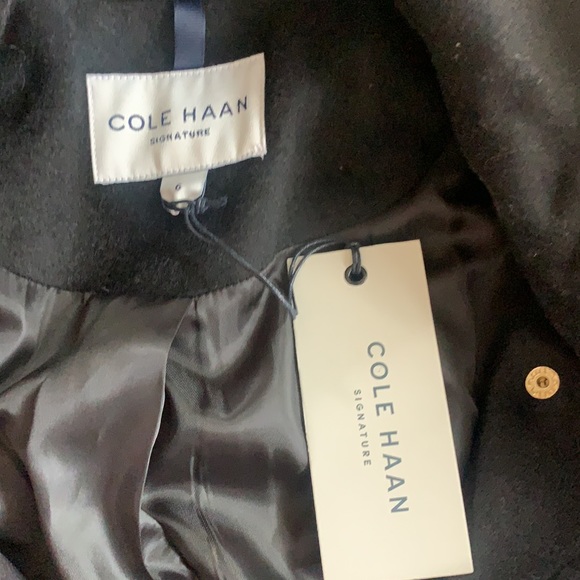 Cole Haan Black Wool Trench Coat - Picture 3 of 5